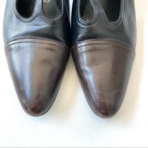 Vintage Robert Clergerie Black Brown Pointed Toe Ankle Strap Heels 10.5 - Picture 8 of 11